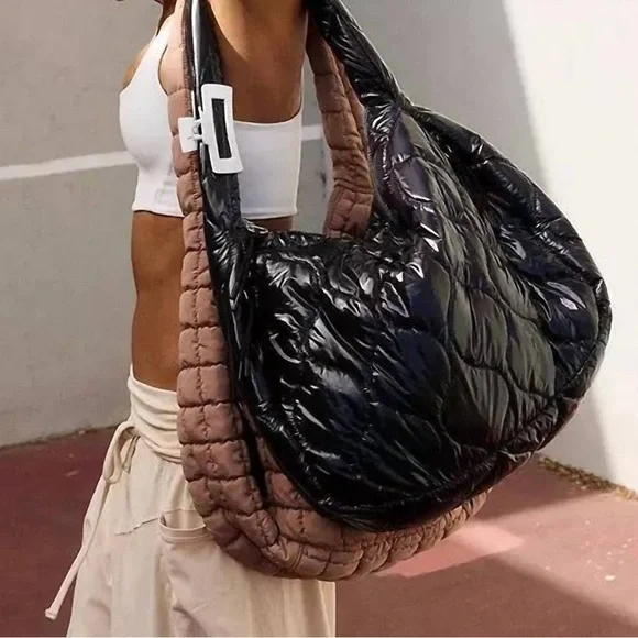 NWT Free People - Surplus Shine Carryall Tote Bag in black - Picture 3 of 16